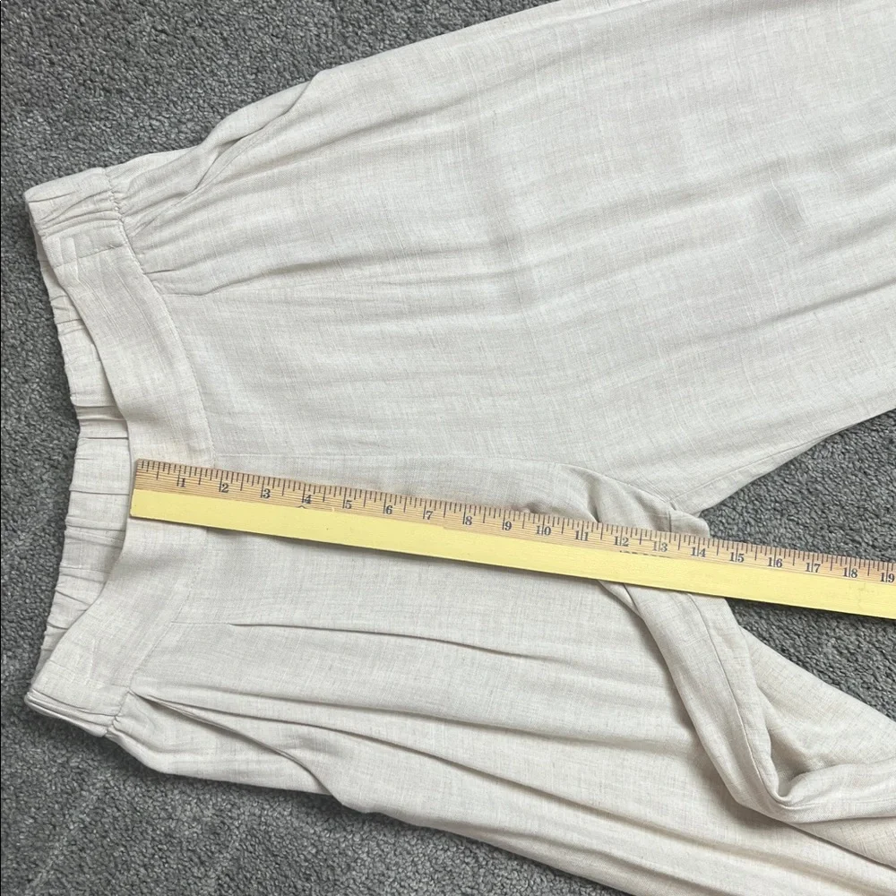 Cream Wide Leg High Waist Cropped Pull On Pant with Pockets H & M Size 8